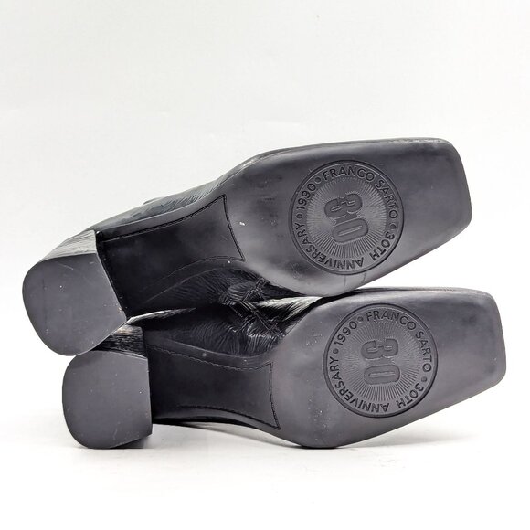 Franco Sarto Women Harmond 30th Vintage 90's Ash Black Square Toe Boots size 8.5 - Picture 10 of 11